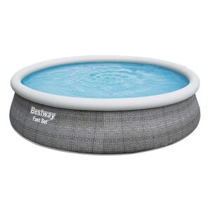 Bestway Rund Oppustelig Pool Fast Set Rattan 457x107 Cm Grå 12362 Liters