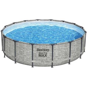 Bestway Rund Stålramme Over Jorden Pool Power Steel Swim Vista Series Stone Ø 549 X 122 Cm  23062 Liters