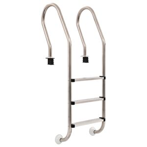 vidaXL Escalera de piscina 3 peldaños acero inoxidable 304 120 cm