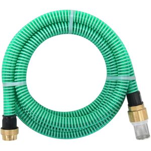 vidaXL Manguera de succión con conectores de latón PVC verde 29 mm 15m