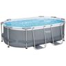 Bestway Power Steel 305x200x84 Cm Oval Pool Steel Frame Above Ground Plateado 3668 Liters