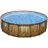 Bestway Power Steel Swim Vista Series Wood Ø 488 X 122 Cm Round Steel Frame Above Ground Pool Azul 19480 Liters