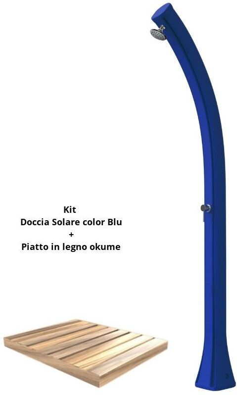 ARKEMA DESIGN - PRODOTTO MADE IN ITALY Kit de ducha azul con bandeja de madera cm 19x17x215 ARKEMA DESIGN