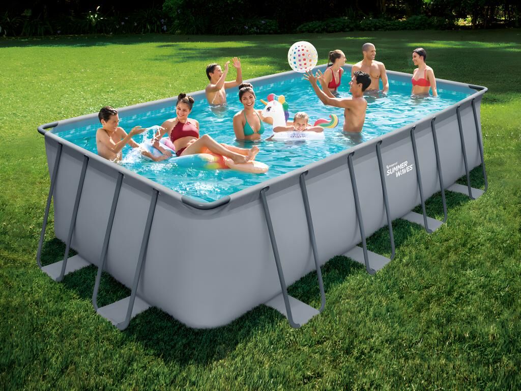 Unique Piscina tubular rectangular gris con bomba filtrante con cartucho - L549 x Prof. 274 x Alt. 132 - ZAMORA