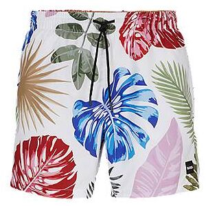 Boss Floral-print swim shorts with logo detail