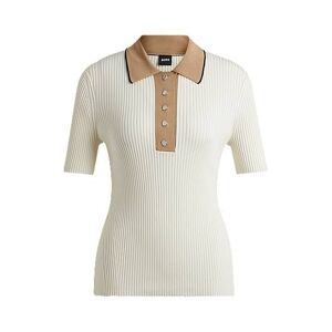 Boss Slim-fit ribbed top with collar and placket