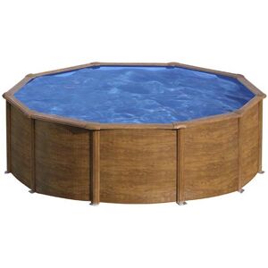 Gre Piscine acier Pacific - Imitation bois - Ronde - Ø 4,60 m x 1,20 m - Gre - Piscine acier