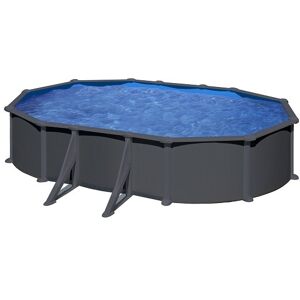 Gre Piscine acier Juni - Gris anthracite - Ovale - 6,34 m x 3,99 m x 1,32 m - Gre - Piscine acier