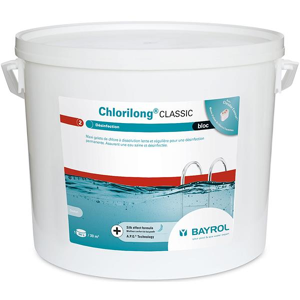 Chlorilong Classic Bloc - 10 kg - Bayrol - Chlore, oxygène actif, brome - Publicité