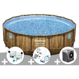 Kit piscine tubulaire ronde Bestway Power Steel avec hublots 4,88 x 1,22 m + Kit de traitement au chlore + Kit d'entretien Deluxe + Pompe à chaleur - Publicité