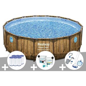 Kit piscine tubulaire ronde Bestway Power Steel avec hublots 4,88 x 1,22 m + 6 cartouches de filtration + Kit de traitement au chlore + Kit d'entretien Deluxe - Publicité