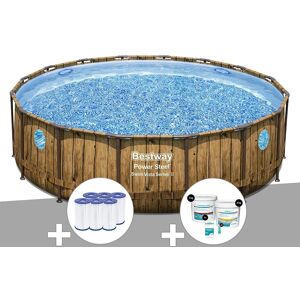 Kit piscine tubulaire ronde Bestway Power Steel avec hublots 4,88 x 1,22 m + 6 cartouches de filtration + Kit de traitement au chlore - Publicité