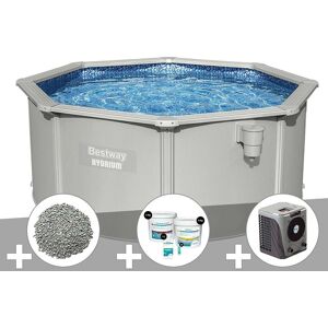 Kit piscine acier ronde Bestway Hydrium 3,00 x 1,20 cm + 10 kg de zéolite + Kit de traitement au chlore + Pompe à chaleur - Publicité