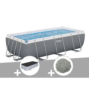 Kit piscine tubulaire Bestway Power Steel rectangulaire 4,04 x 2,01 x 1,00 m + Bâche de protection + 10 kg de zéolite - Publicité