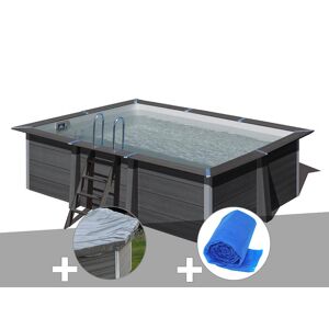 GRE Kit piscine composite Gré Avant-Garde rectangulaire 4,66 x 3,26 x 1,24 m + Bâche de protection + Bâche à bulles - Publicité