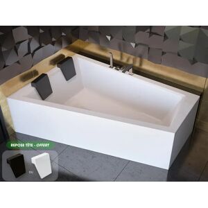 OTITEC Baignoire asymetrique 180 cm x 125 cm + tablier blanc + repose tete - INTIMA DUO - Gauche