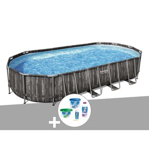 Kit piscine tubulaire ovale Bestway Power Steel décor bois 7,32 x 3,66 x 1,22 m + Kit de traitement au chlore - Publicité