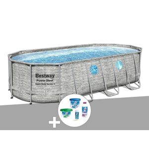 Kit piscine tubulaire ovale Bestway Power Steel SwimVista avec hublots 5,49 x 2,74 x 1,22 m + Kit de traitement au chlore - Publicité