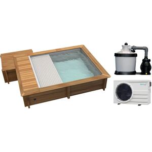 PROSWELL Piscine urbaine 4.2x3.5 coffre bois, filtration sable, pompe à chaleur - Publicité