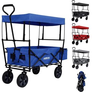 Arebos - chariot Pliable avec Toit Chariot de Transport 2X Poches en Filet et 1x Poche extérieure Pliable pneus Pleins en Caoutchouc Poche xxl capacité de Charge de 70 kg Bleu - Bleu - Publicité