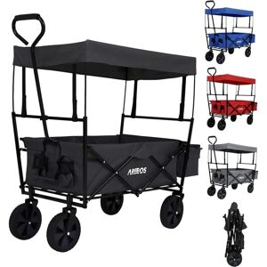 Arebos - Chariot Pliable avec Toit Chariot de Transport 2X Poches en Filet et 1x Poche extérieure Pliable pneus Pleins en Caoutchouc Poche xxl capacité de Charge de 70 kg Noir - Noir - Publicité