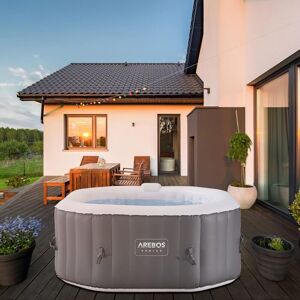 Spa Gonflable Gonflable Intérieur & Extérieur 154x154 cm 4 Personnes 110 Jets de Massage avec Chauffage 600 litres - Gris - Arebos - Publicité