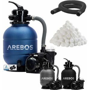 Arebos - Système de Filtre à Sable avec Pompe 400W + 1400g de balles de Filtre + Tuyau de 2m Bleu 10200 L/h Capacité du réservoir jusqu'à 20 kg de - Publicité