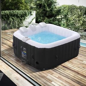 Spa Gonflable pour l'intérieur et l'extérieur 4 Personnes 154x154cm 100 Jets de Massage Carré 600 litres - Noir - Arebos - Publicité