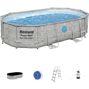 56946 Power Steel Frame Pool Set Swim Vista en imitation pierre, 488x305x107 cm - Bestway - Publicité