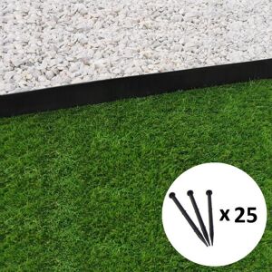 - Bordure de jardin droite noire - 5,8 cm x 5 mètres avec 25 piquets d'ancrage