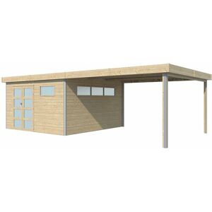 Chalet en bois profil aluminium contemporain avec extension 30.16 m² Avec gouttière