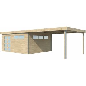 - Chalet en bois profil aluminium contemporain avec extension 34 m² Avec gouttière