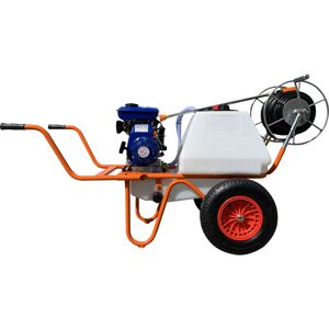 Chariot de sulfatage avec moteur à essence 4 temps BFG045 et capacité 80 litres, avec 2 roues et enrouleur Bricoferr - Publicité