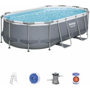 Kit piscine complet Bestway Spinelle grise – piscine ovale tubulaire pompe de filtration et kit de réparation inclus 4x2 m - Publicité