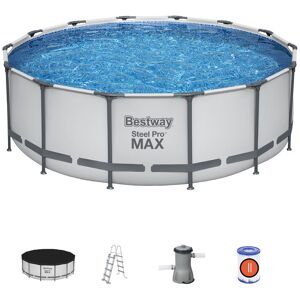 Piscine Tubulaire Ronde Bestway Steel Pro Max 427x122 cm avec Filtre à Cartouche de 3.028 l/h Couverture et Échelle Bleu - Publicité