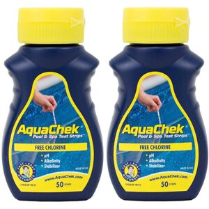 Lot de 2 Aquachek Testeur de chlore pour piscine et Spa, Lot de 50 Bandelettes Aquachek - Publicité