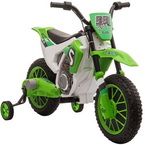 Homcom - Moto cross électrique pour enfant 3 à 5 ans 12 v 3-8 Km/h avec roulettes latérales amovibles dim. 106,5L x 51,5l x 68H cm vert - Vert - Publicité