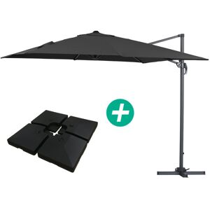 HABITAT ET JARDIN Parasol jardin déporté Alu Sun 3 - Carré - 3 x 3 m - Noir - Dalles incluses - Publicité