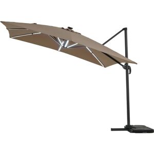 HABITAT ET JARDIN Parasol jardin déporté led Alu Sun 4 Luxe - Rectangle - 3 x 4 m - Taupe - Publicité