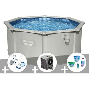 Kit piscine acier ronde Bestway Hydrium 3,00 x 1,20 cm + Kit de traitement au chlore + Kit d'entretien Deluxe + Pompe à chaleur - Publicité