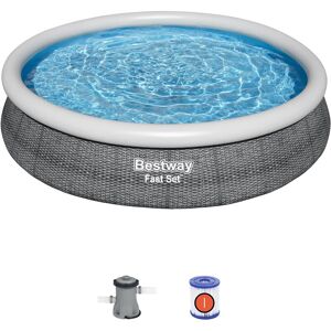 Piscine Gonflable pour Enfants Bestway Fast Set Design Rotin Ø366x76 cm avec Épurateur à Cartouche de 1.249 l/h - Publicité