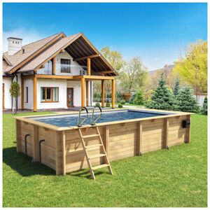 BWT Piscine bois urbaine Luxe + volet automatique 6,5 x 3,5m xl + Couverture automatique + Filtration à sable - Publicité