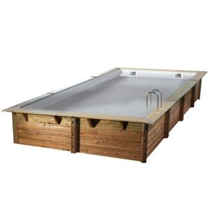 Ubbink - Kit piscine bois Nortland linea rectangulaire 350x650x140cm liner gris - Publicité