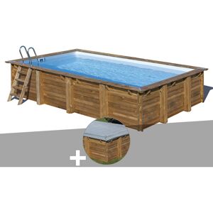 GRE Kit piscine bois Gré Mango 6,18 x 3,20 x 1,33 m + Bâche hiver - Publicité