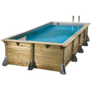 Ubbink - Piscine bois Sunwater 5,55 x 3,00 x 1,40 m - Liner bleu + Kit margelles - Publicité