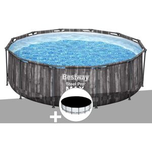 Kit piscine tubulaire ronde Bestway Steel Pro Max décor bois 3,66 x 1,00 m + Bâche de protection - Publicité