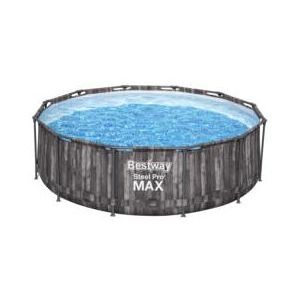 Piscine hors sol ronde Steel Pro Max™ 366 x 100 cm décor bois avec filtre à cartouche, échelle - Bestway - Publicité