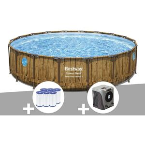 Kit piscine tubulaire ronde Bestway Power Steel avec hublots 5,49 x 1,22 m + 6 cartouches de filtration + Pompe à chaleur - Publicité