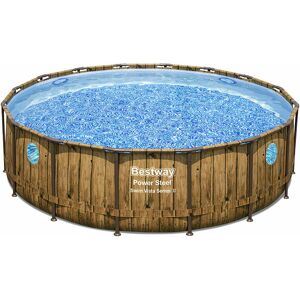 Piscine Bestway Ronde Power Steel Swim Vista décor bois 4,88 x h1,22m - Publicité