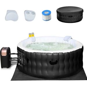 Relax4life - Spa Gonflable 4 Places avec 108 Jets de Bulles et Système Thermostatique, Spa Baignoire en pvc avec Couvercle pour Extérieur Pompe à Air - Publicité